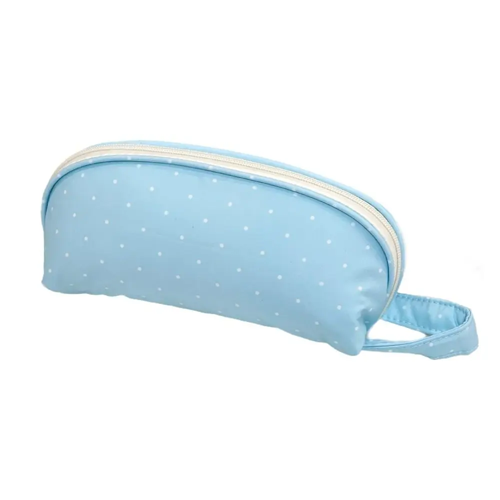 Aesthetic Blue Pencil Case Polka Dot Pattern with Handle Pen Bag Large Capacity Shell Shape Stationery Bag Gift