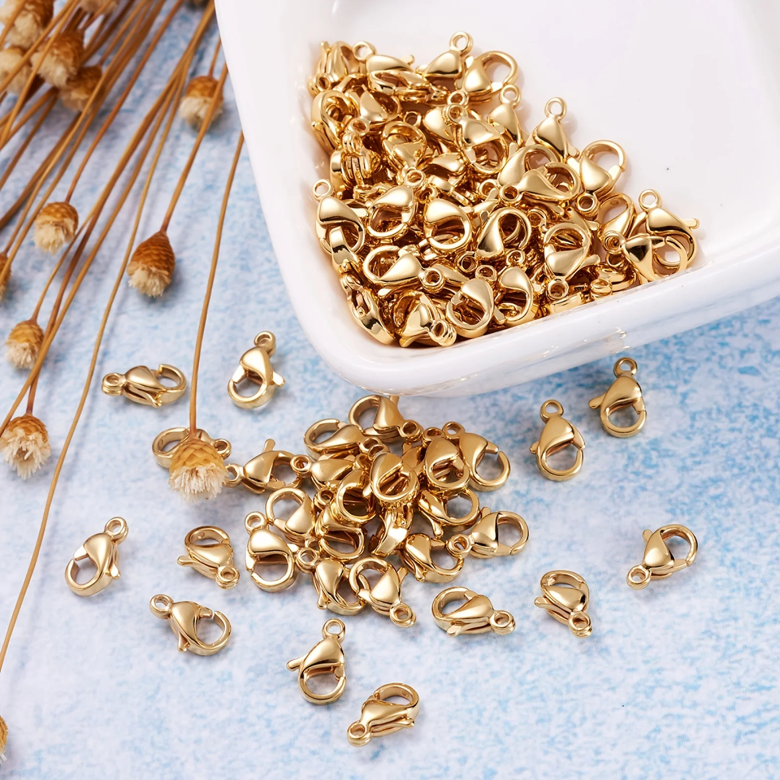 

ZHBES 100-200pcs 10/12/14mm Gold Color Metal Lobster clasp For Jewelry Making Charms Bracelet Necklace Keychain DIY Accessories