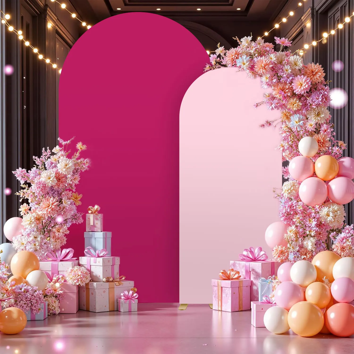 6–7,2 Fuß Rose Red Arch Cover Hintergrund Pink Hochzeit Spandex Arch Stand Cover Geburtstag Braut Party Baby Shower Foto Prop Deco – Detail 3