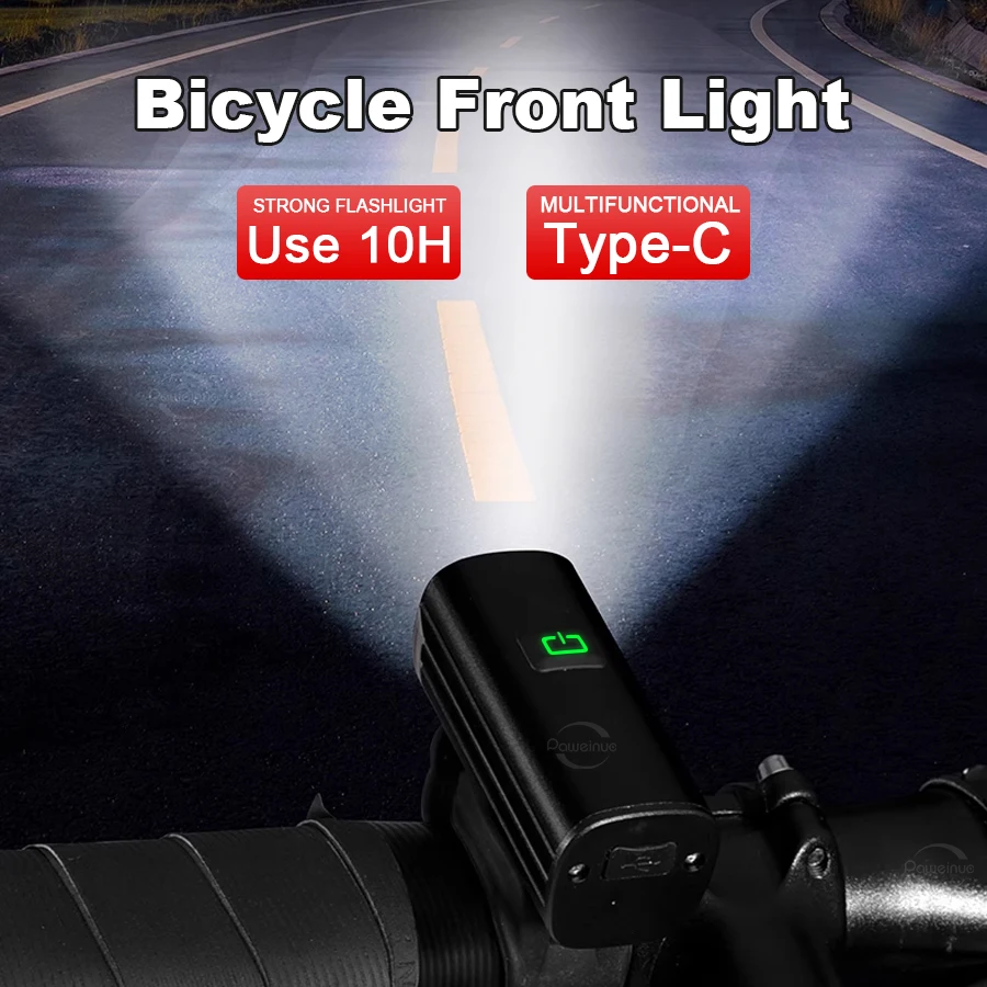 

Cycling Bicycle Front Light Rechargeable LED Flashlight Waterproof Headlight MTB Road Bike Lights Aluminum Alloy For Riding