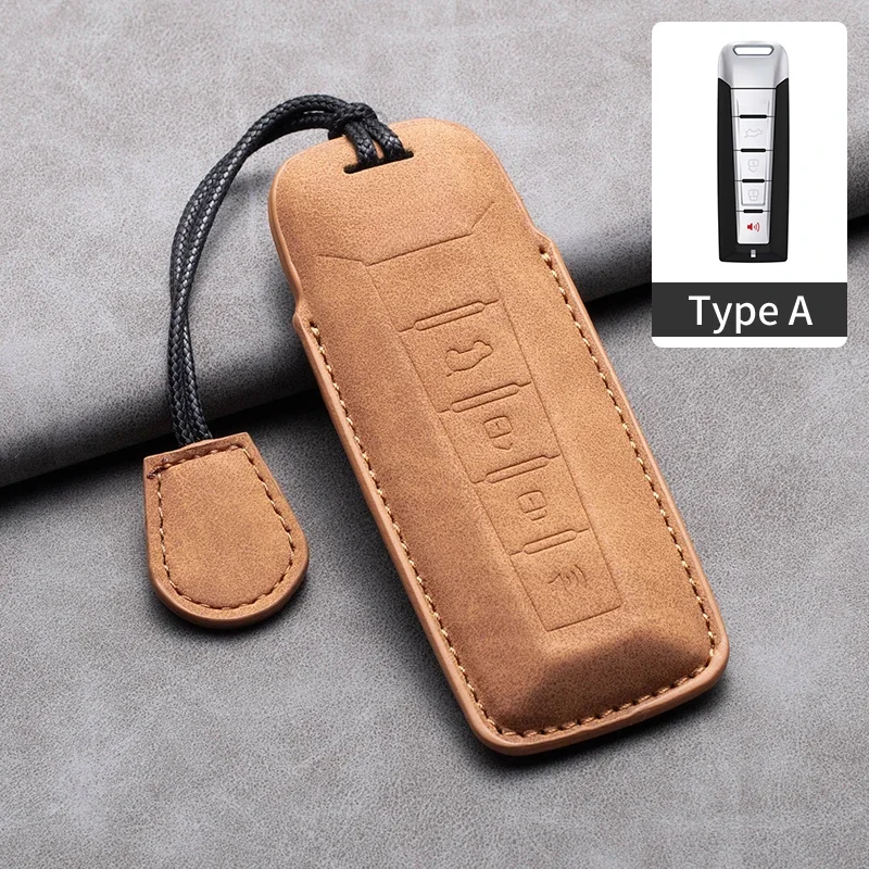 For Great Wall WEY Coffee 01 Coffee 02 Tank 300 VV5 VV6 2023 VV7 A1 A3 A4 A5 A7 A8 Car Remote Key Fob Leather Car Key Case Cover