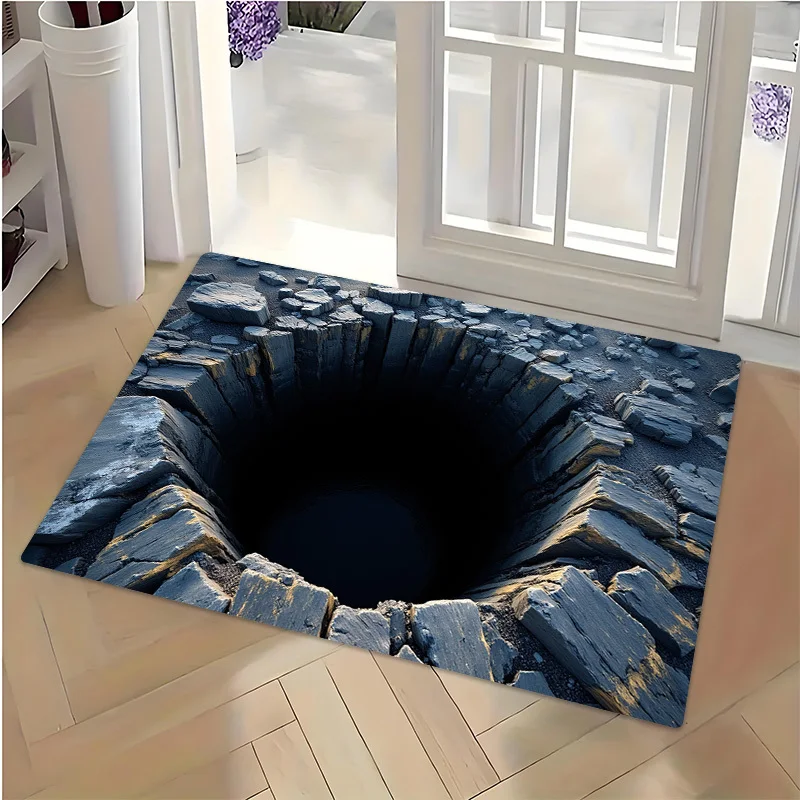 

Large Rustic Stone Abyss Entrance Doormat Industrial Cave Style Waterproof Mat for Home Outdoor Floor Welcome Mat 40x60cm