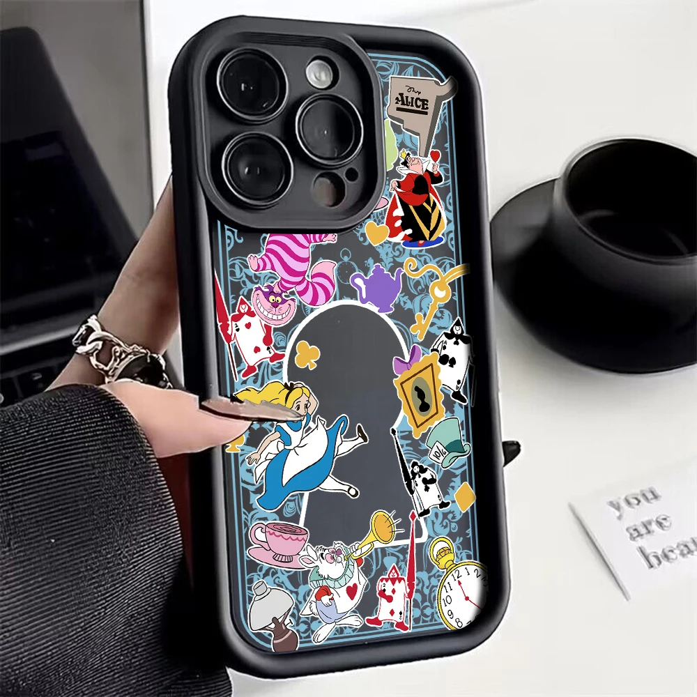 Disney Alice In Wonderland Phone Case For Samsung A04 A05S A10S A11 A12 A20S A21S A13 A14 A54 A34 A53 A33 Cover With Hand Strap