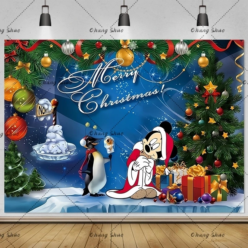 Disney Mickey Minnie Mouse Backdrops Birthday New Year Decor Custom Wedding Backgrounds Christmas Studio Supplies Banner Props