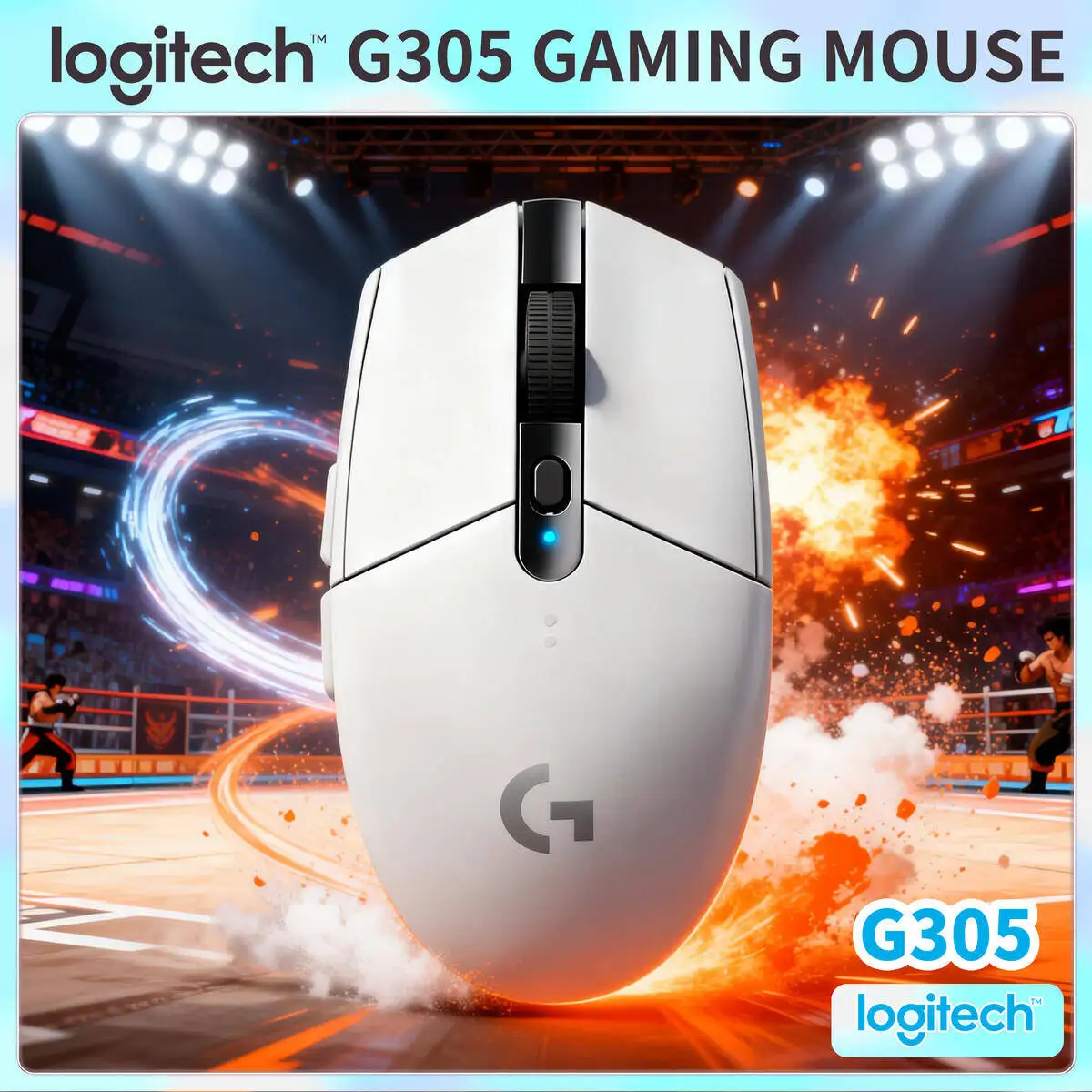 LIGHTSPEED Gaming Mouse Logitech G305 Wireless, 1ms Response, 12000 DPI HERO Sensor, 6 Customizable Keys, 250h Battery 99g