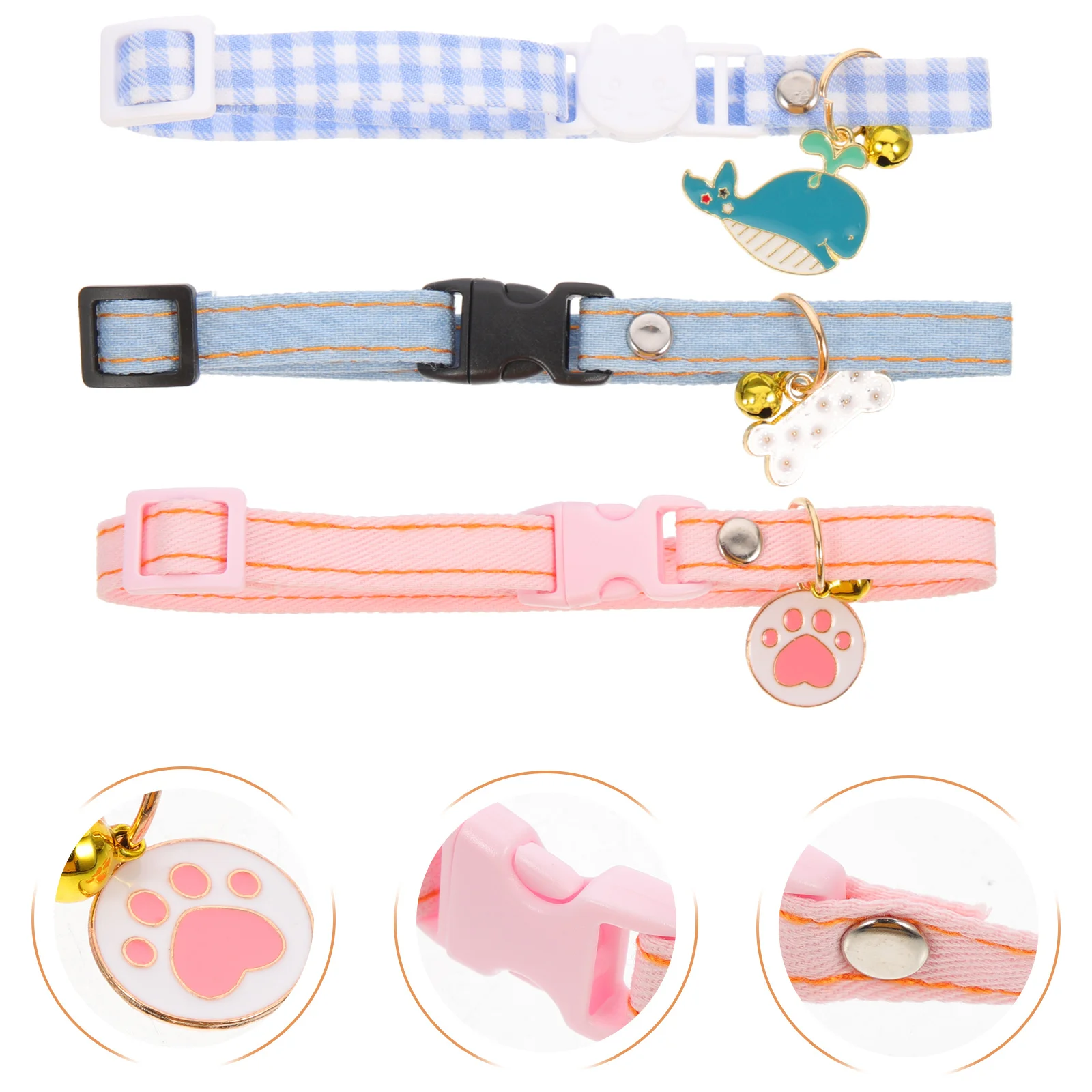 

3pcs With Bell Adjustable Male Cat Collar Small Kitten Collars For Pet Supplies Decorative Cat Accessories Pendant