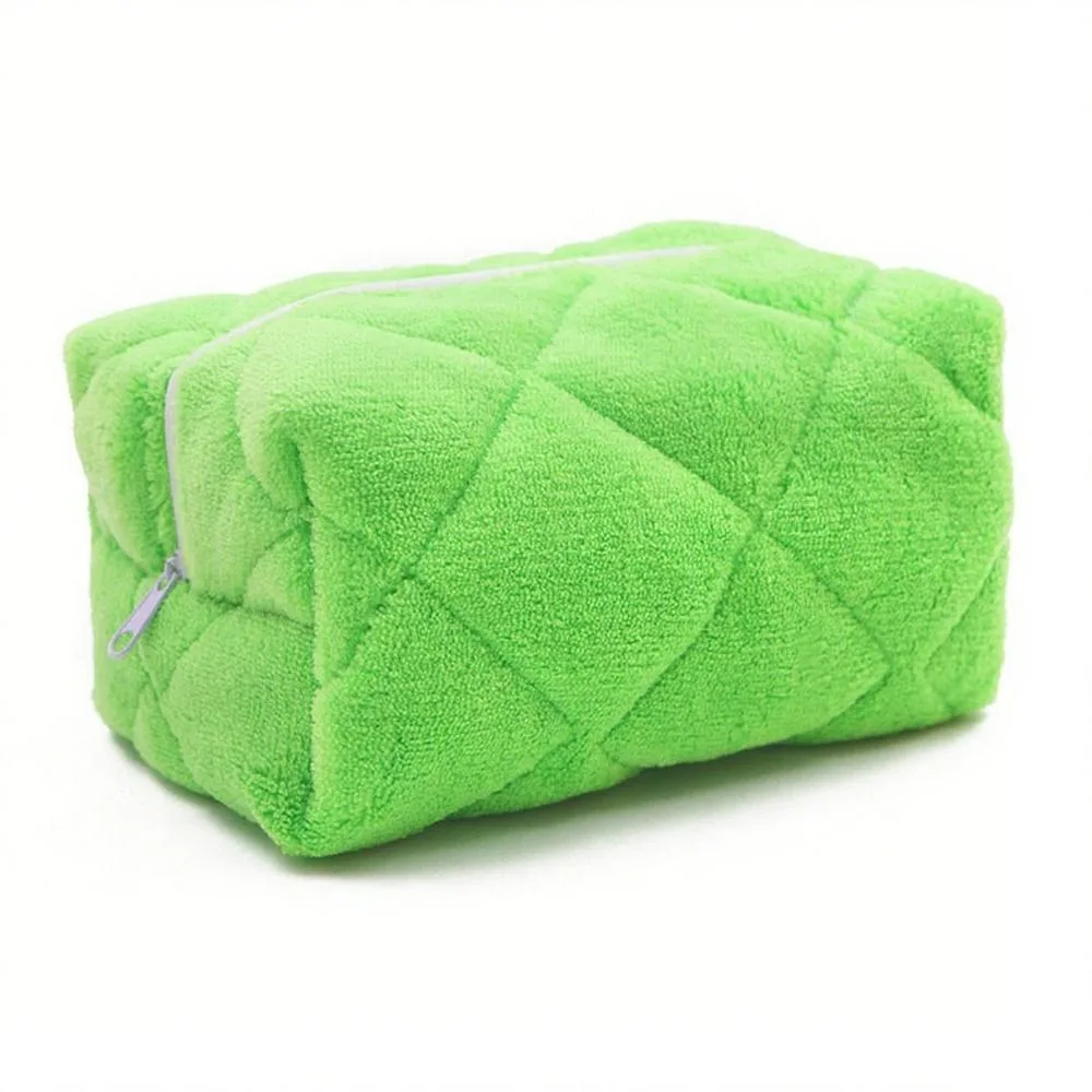 

Fashion Large Capacity Cosmetic Bag Plush Material Pure Color Makeup Bag Kawaii Style Portable Design Toiletry Bag Washbag