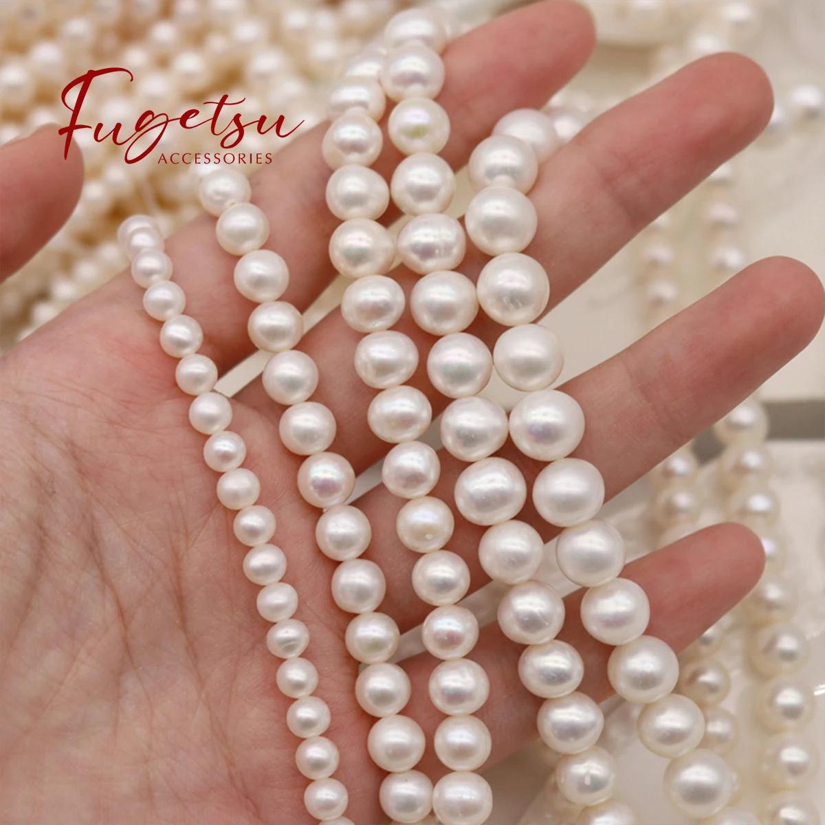 

Natural Freshwater Pearl Near Round Beads Strong Light Charms for DIY Women Men Necklace Jewelry Making Supplies Accessories