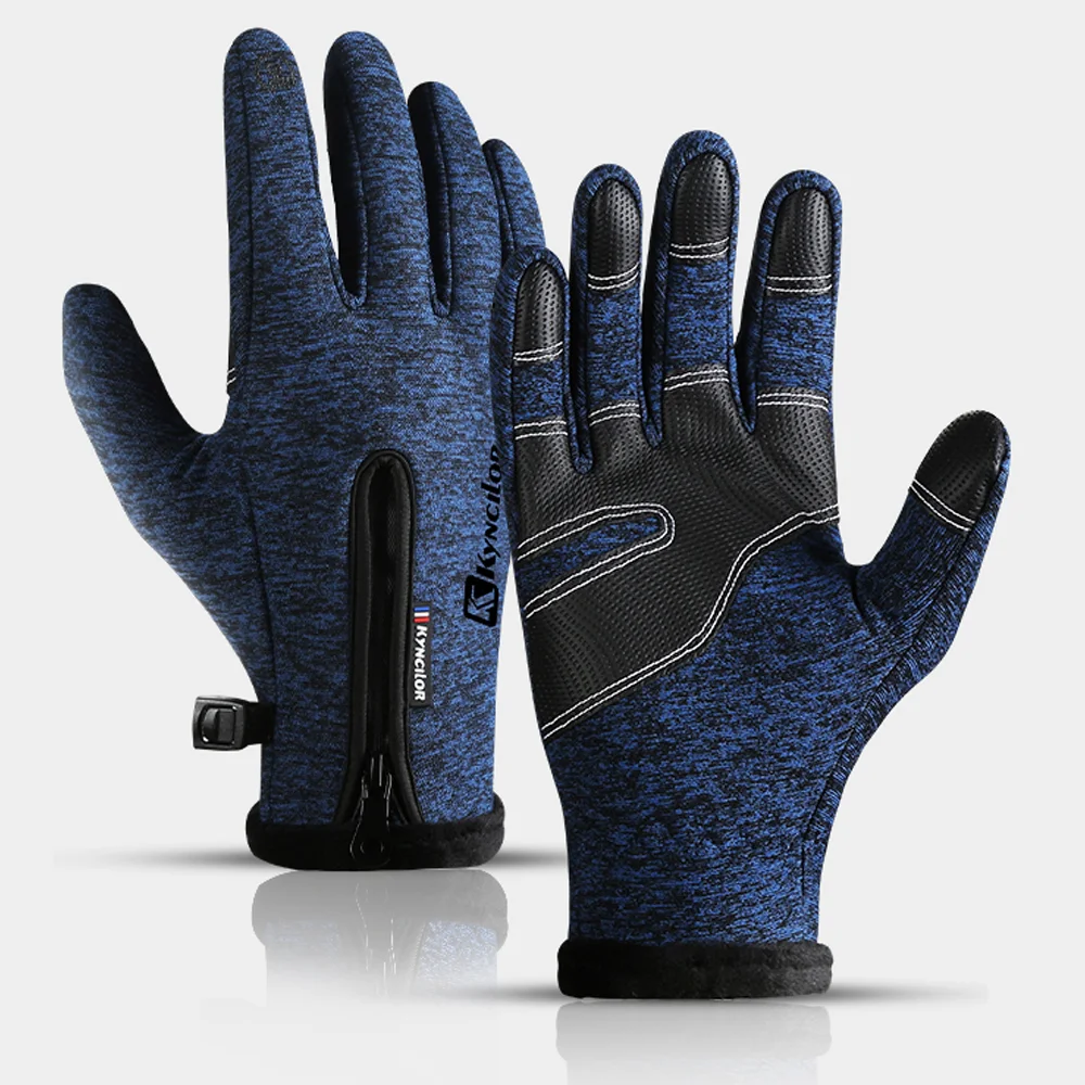 Outdoor Winter Riding Gloves Warm Touchscreen Wear Resistant Non-slip Zipper Cycling Motorcycle Gloves Men Hiking Working