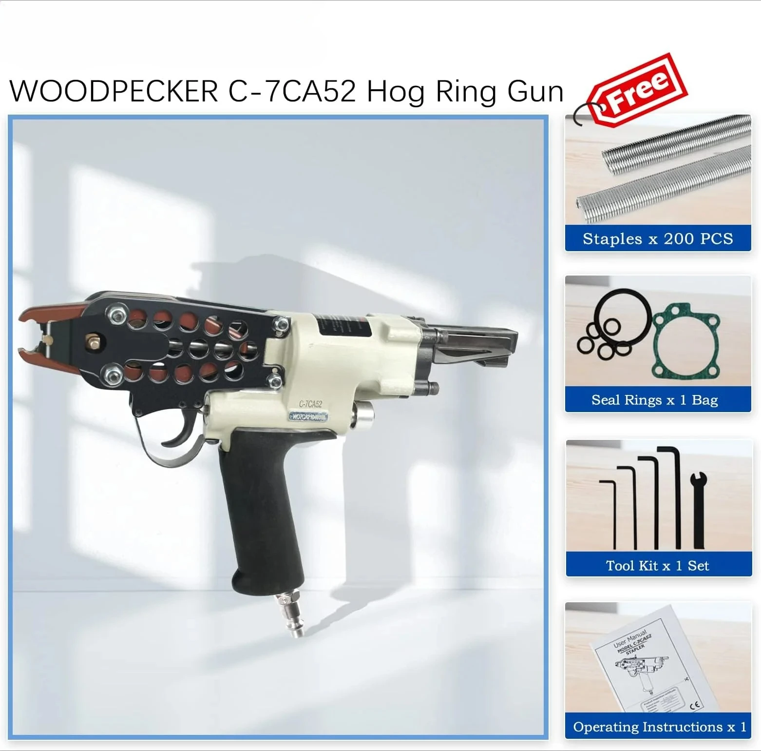 FOR C-7CA 15 Ga 3/4-Inch Hog Ring  4.8mm to 5.2mm Closing Dia. Pneumatic Hog Ring Plier Tool Air C Ring