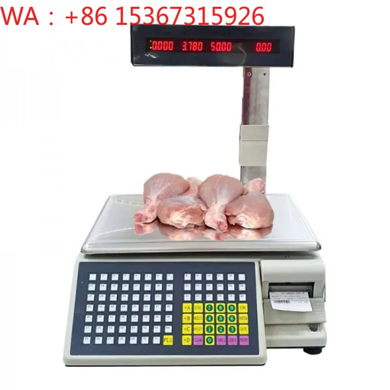 Barcode Label Print Scale Terminal for Supermarket Meat Shop Fresh Food Weighing Labeling Use