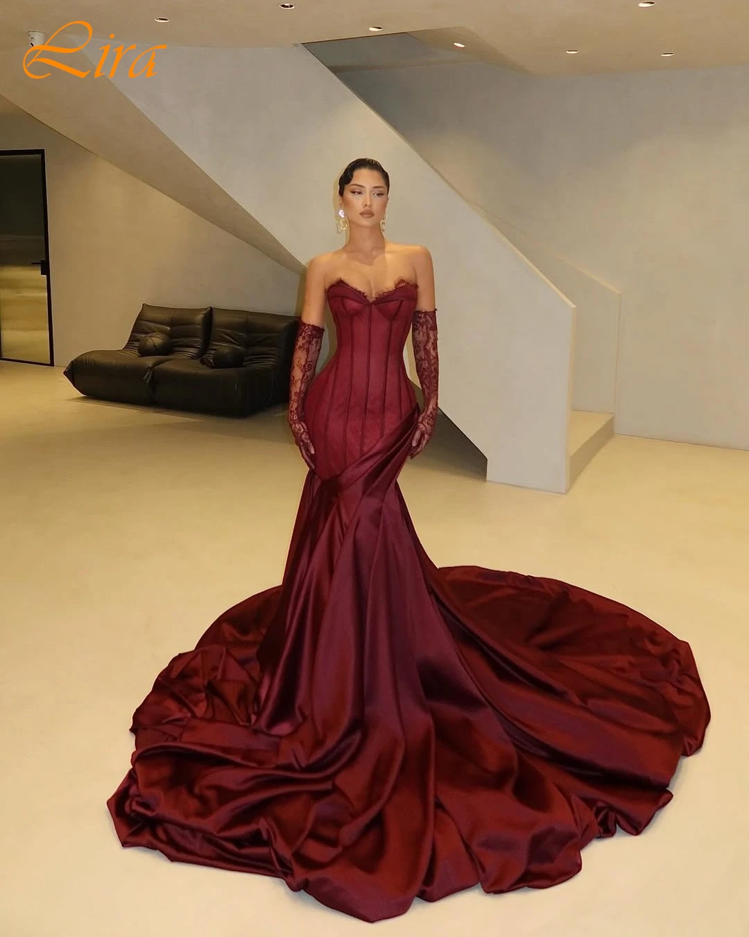 تخصيص حورية البحر بلا حمالات بلا أكمام أنيقة حساسة مساء اللباس الموضة الحديثة فساتين المشاهير عالية الجودة فستان الحفلة الراقصة