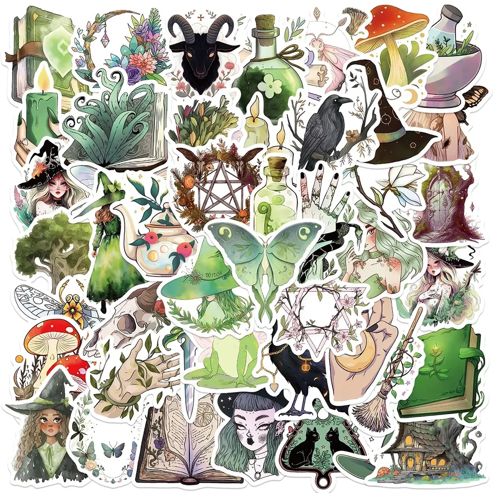 10/30/50pcs Retro Cartoon Forest Witches Graffiti Stickers Gothic Waterproof Decal DIY Skateboard Laptop Motorcycle Cool Sticker