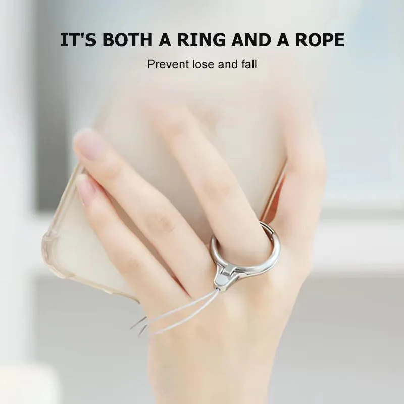 2in1 Mobile Phone Metal Holder Finger Ring Lanyard para for iPhone 16 Pro Max for Samsung for Xiaomi Fold Stand Phone Charm Strap Acessórios straps para celular