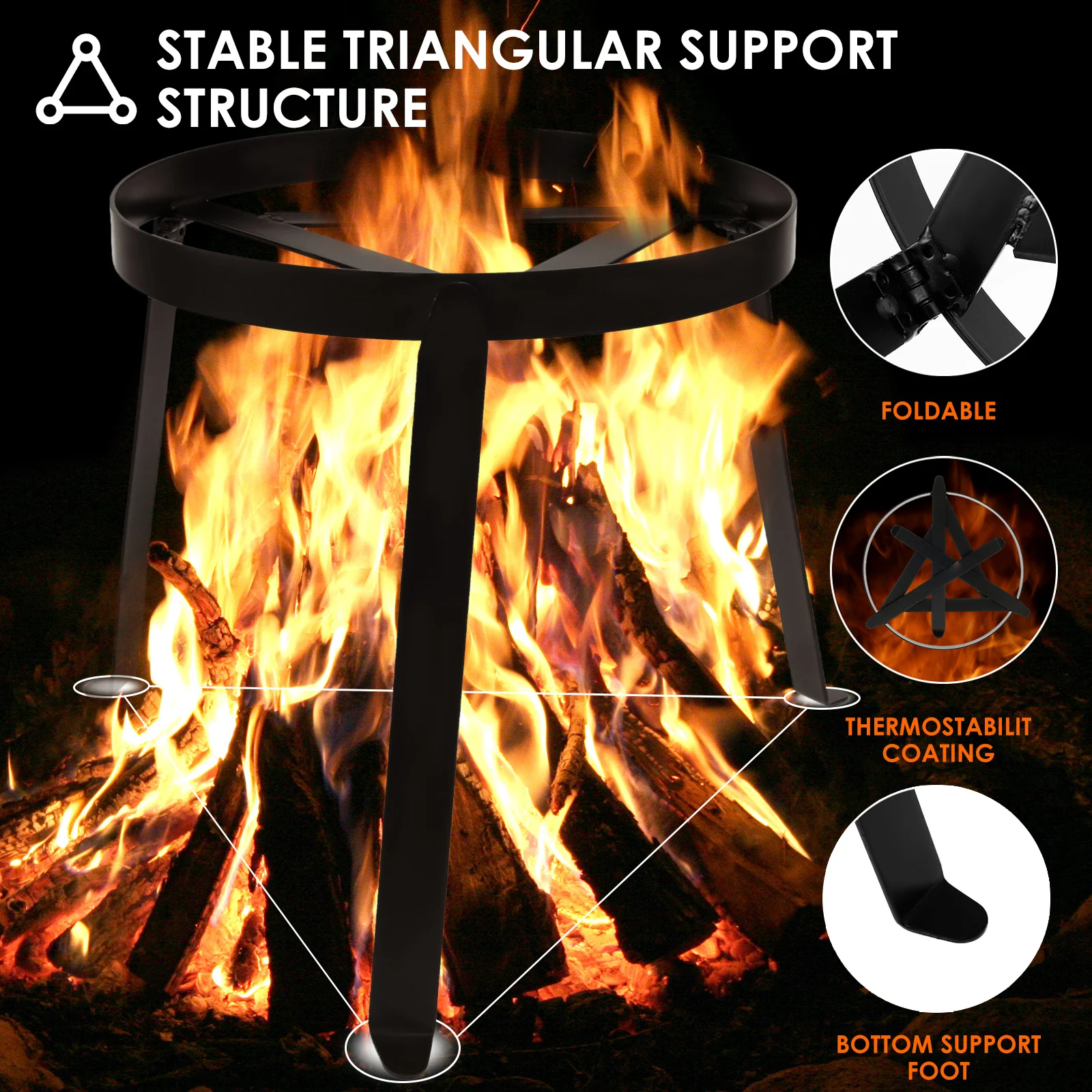 Camping Tripod Stand for Cooking Open Campfire Tripod for Dutch