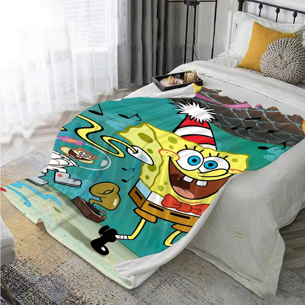 Kawaii S-سبونجبوب أريكة بطانية المفارش والمفروشات بطانيات سرير مزدوجة لفصل الشتاء التخييم الصيف المعزي عيد الميلاد أنيمي #5