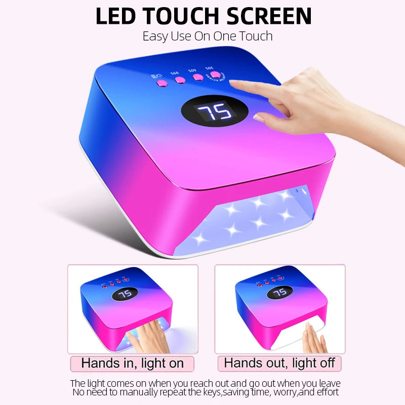 Lâmpada recarregável UV LED Nail, Secador de unhas para cura gel polonês, Máquina de manicure sem fio com sensor inteligente, Ferramentas do salão de unhas, 54W