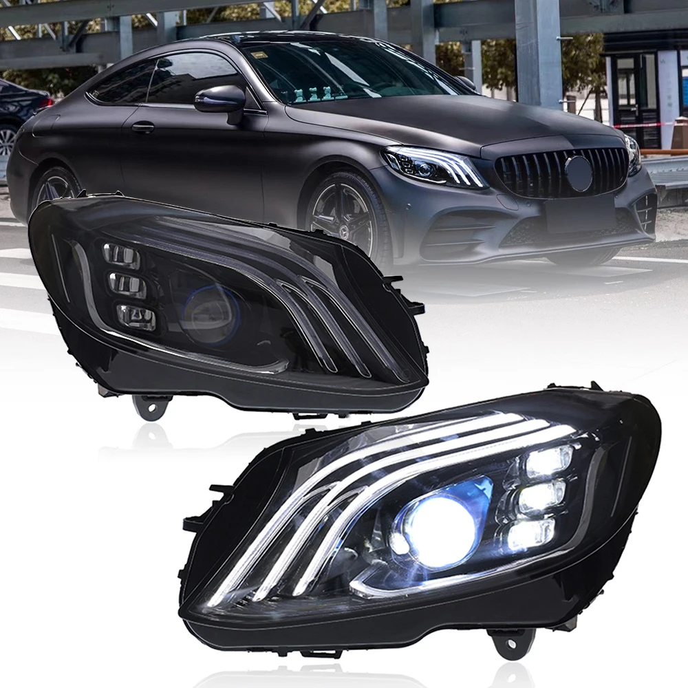 New LED Head Lamp For Mercedes Benz W205 C180 C200 C260 2015 - 2021 DRL Turn Signal Headlights Assembly Lens Full LED Head Light