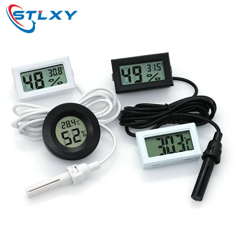 Micro LCD digital thermometer hygrometer indoor convenience temperature sensor hygrometer instrument with cable