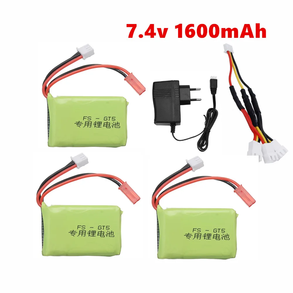 7.4V 1600mAh lipo Battery + Charger For Flysky FS-GT5 Transmitter RC Models Parts Toys Accessories For MC6C MCE7 7.4v Battery