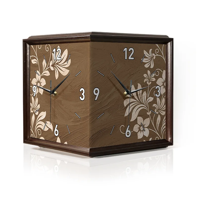 

Настенные угловые двусторонние настенные часы для гостиной, креативные антикварные настенные часы, угловые часы без перфорации