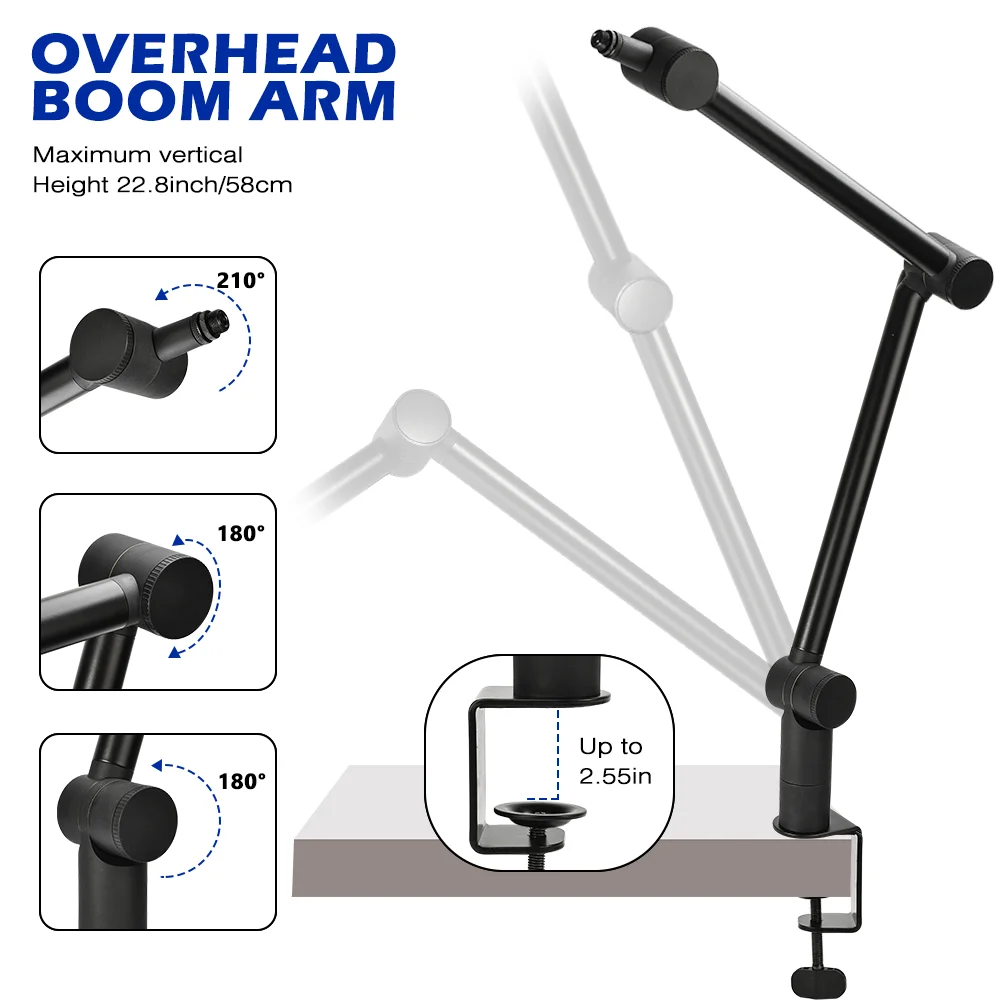 Metal Suspension Scissor Microphone Stand Adjustable Boom Arm Stands for Blue Yeti BM800 USB Condenser Mic With 1/4 Screw