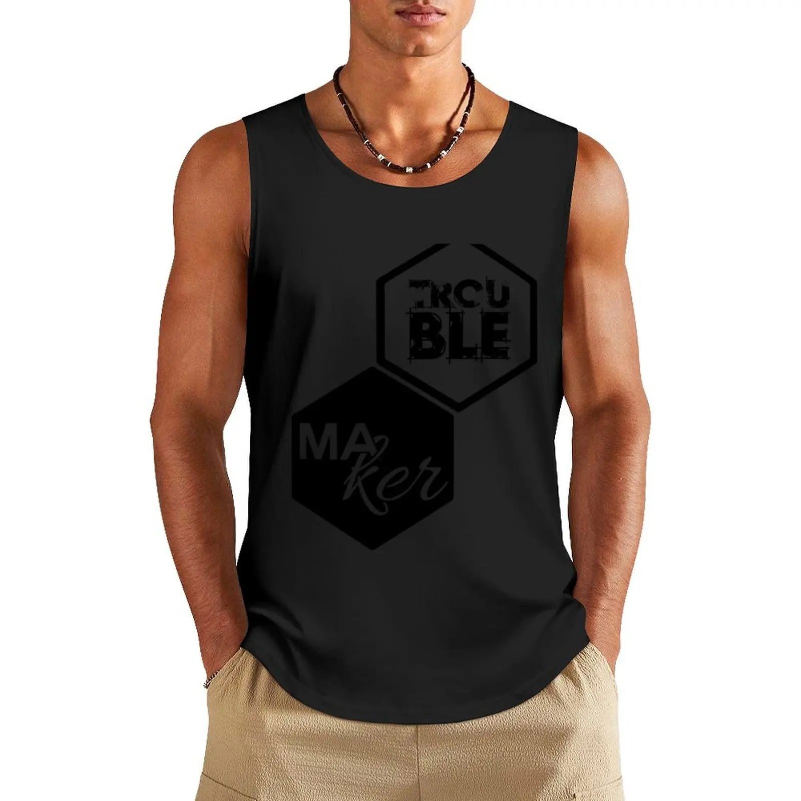 Touble maker always trouble for cool Tank Top fitness clothing for men anime Men's clothing sleeveless gym shirts male