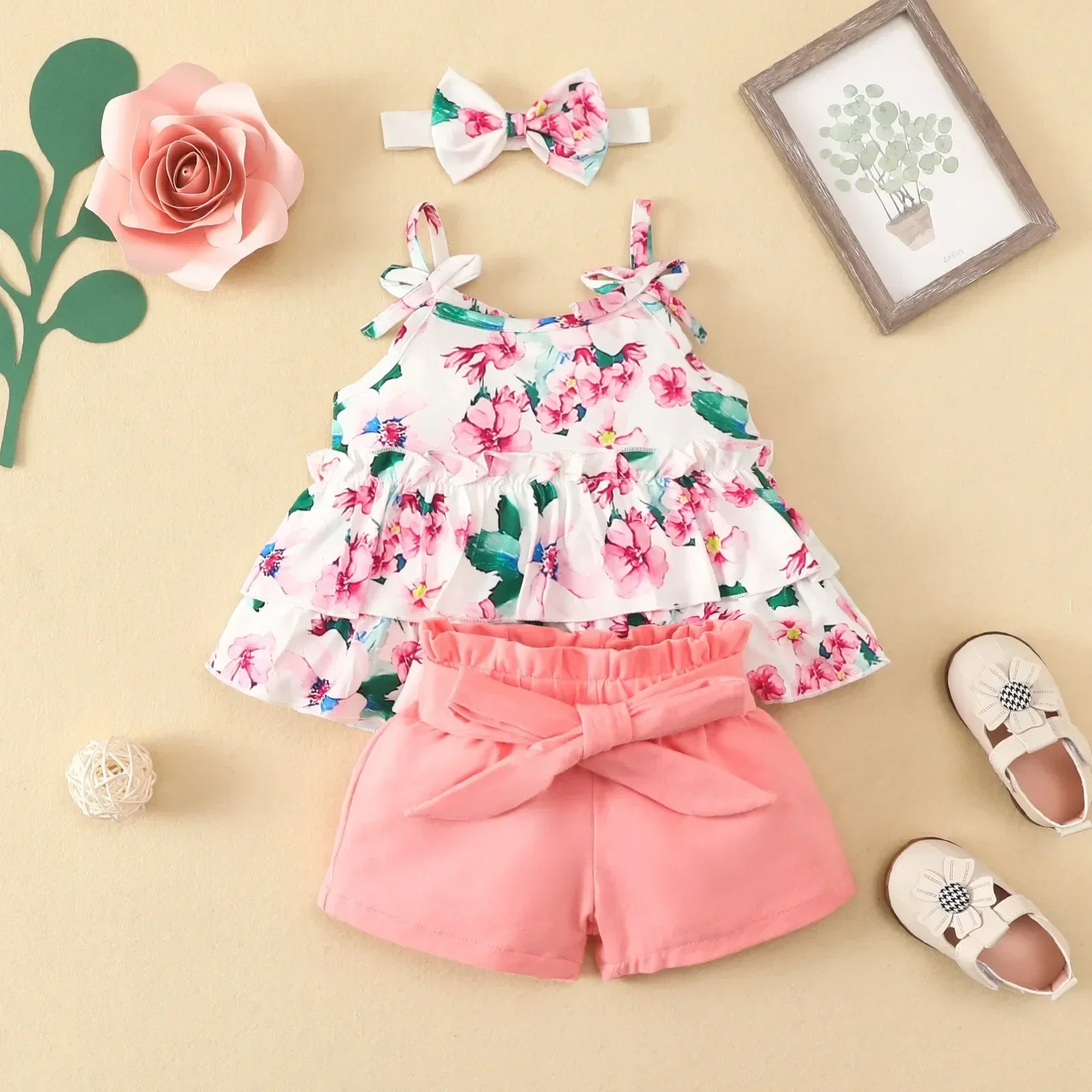 Fashion Girls Clothes Infant Bodysuit +Pit Strip Skirt Long Sleeve Short Sleeve Cartoon  Flower Toddler One Piece Jumpsuit 1-3Y