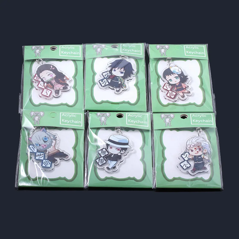 Demônio Slayer Anime Acrílico Keychain, Kimetsu Não Yaiba, Tanjirou, Nezuko, Zenitsu, Rengoku, Kyoujurou Figura Keyring, Jóias, 23pcs por lote