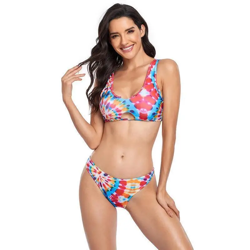 

Two-Pieces Women Bikinis 2025 Push-Up Padded Bra Thong Bikini Set Swimsuit Floral Print Swimwear Bathing Suit Beachwear Biquini