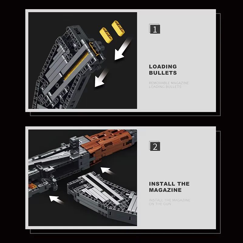 Russia AK-47 Pistola Fucile d'assalto Proiettili MOC Building Blocks Inserto Piccole particelle di tiro Modello di gioco Mattoni Assemblaggio Regalo per bambini