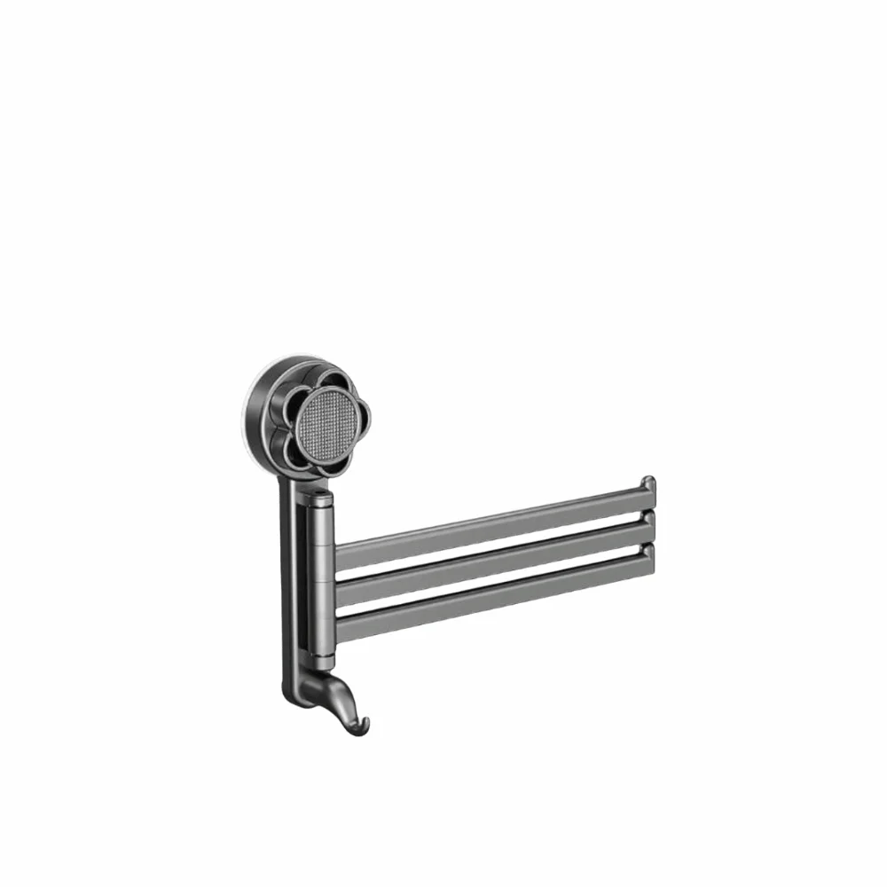 Multi-Rod Suction Cup Towel Rack Rotating Wall Mounted Towel Hanger Waterproof with Hook Bath Towel Holder Shower