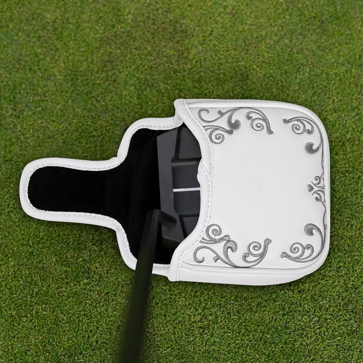 ACE-Golf Mallet Putter Cover, Golf for Mallet Headcover with Magnetic Closure, Elegant Embroidery, Premium Leather Headcovers