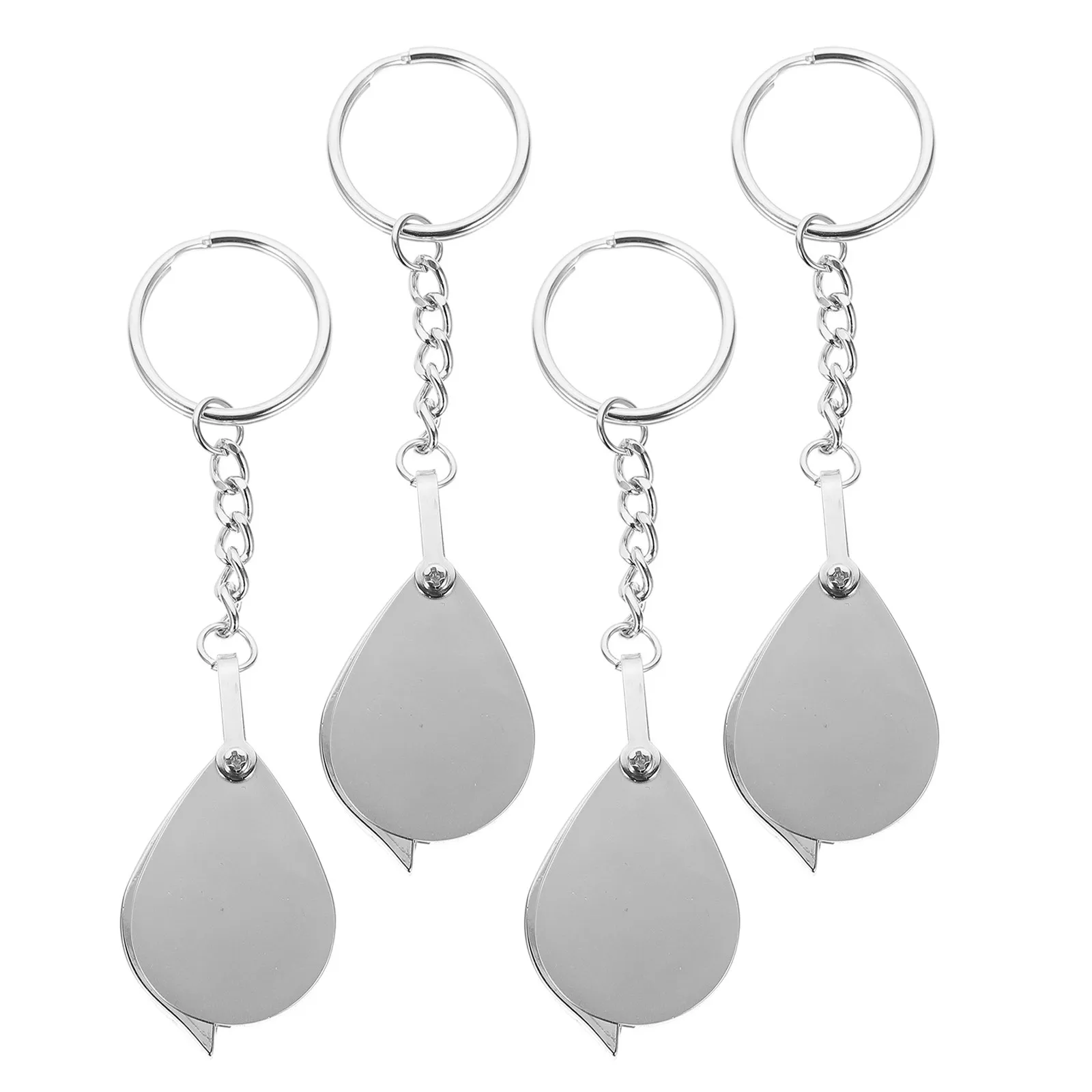 4Pcs Portable Pocket Magnifier Compact Folding Handheld Magnifying Glass Keychain Jewelry Reading Mini 10X Magnifying