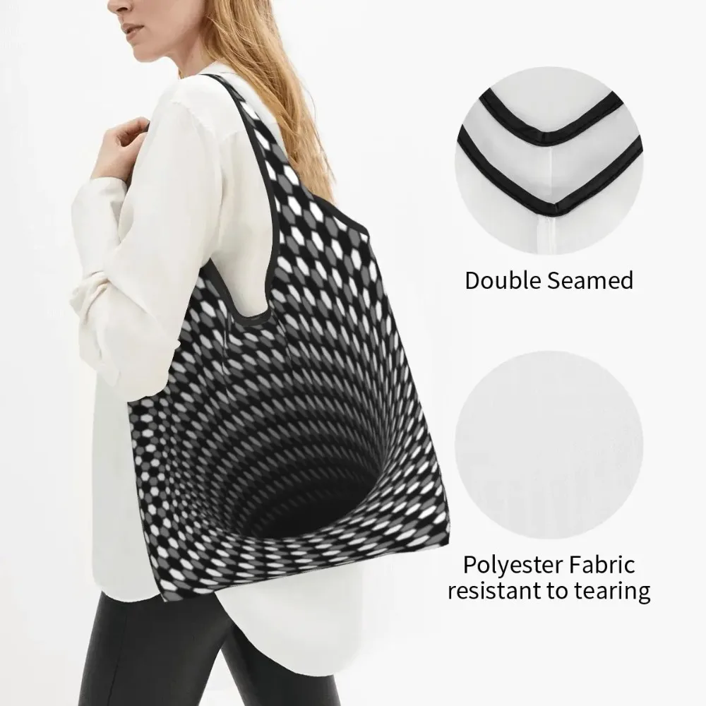 Honeycomb Groceries Shopping Bag Shopper Tote Shoulder Bags Big Capacity Portable Gray White Black Hole Vortex Handbag