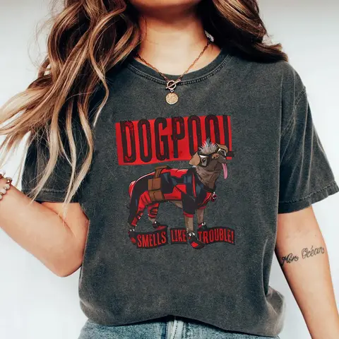 Dogpool T-Shirt Funny Dog Superhero Tee Dead Pool and Wolverine Inspired Tee Retro Wade and Logan Shirt Cute Y2k Dog Lover Shirt