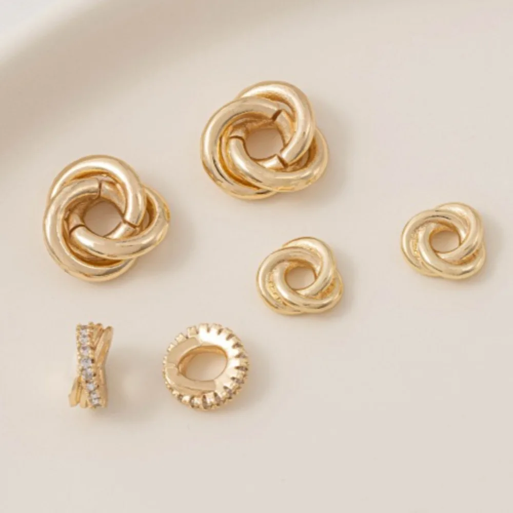 

Copper Bead 14K Gold Color Knotted Twist Ring Bead Spacer Collar Accessories Handmade DIY Bracelets Ear Jewelry Handmade Materia