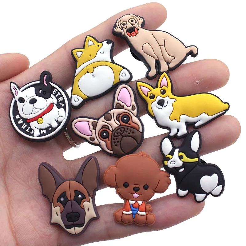 1PCS Dogs Shoe Charms Sneakers Shoe Decorations Pins for Woman Men Corgi Bulldog Cartoon Shoe Buckles Accessory Kids Gift