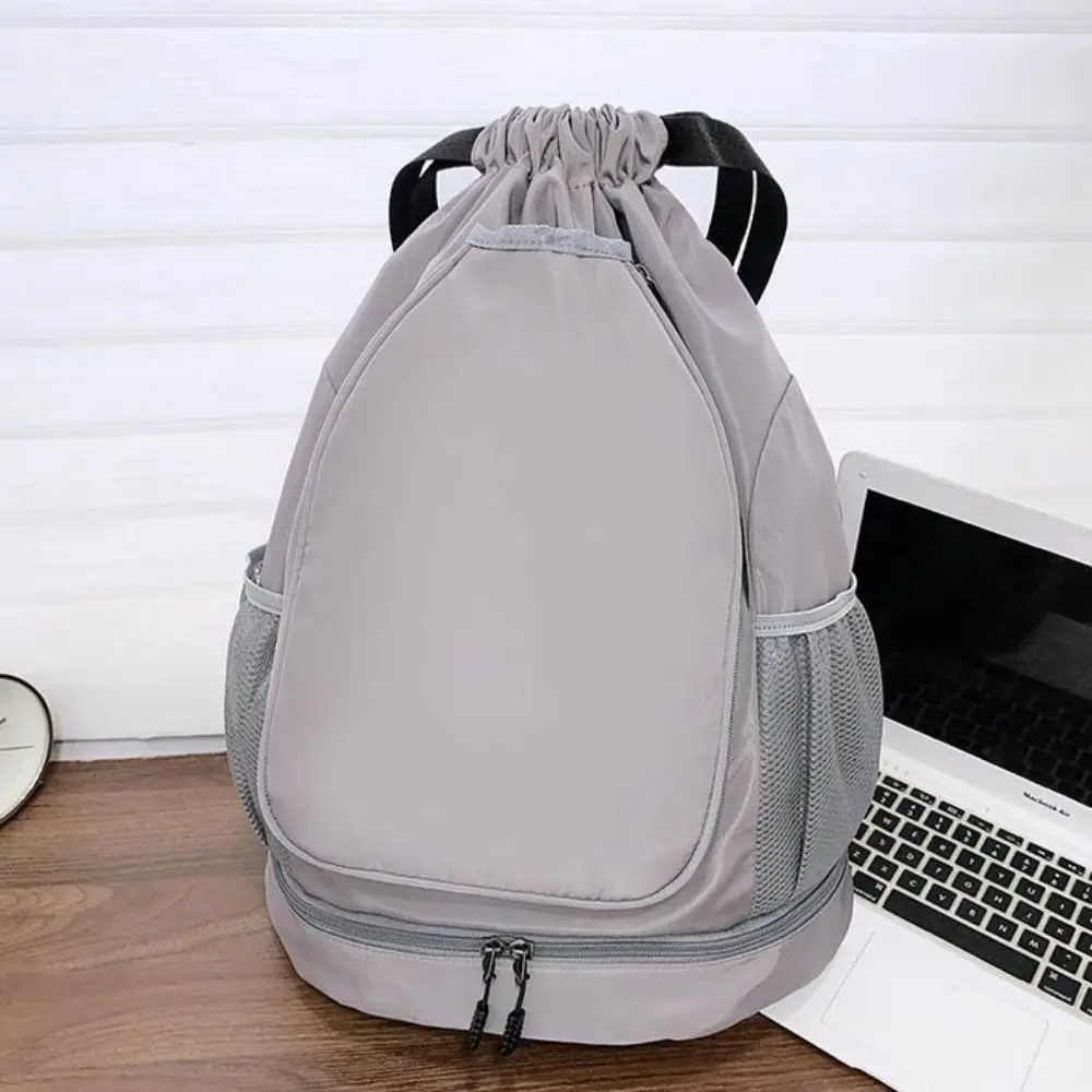 2 Rackets Tennis Racket Backpack with Shoes Pocket Large Capacity Gym Pack Waterproof Drawstring Closure Drawstring Fitness Bag