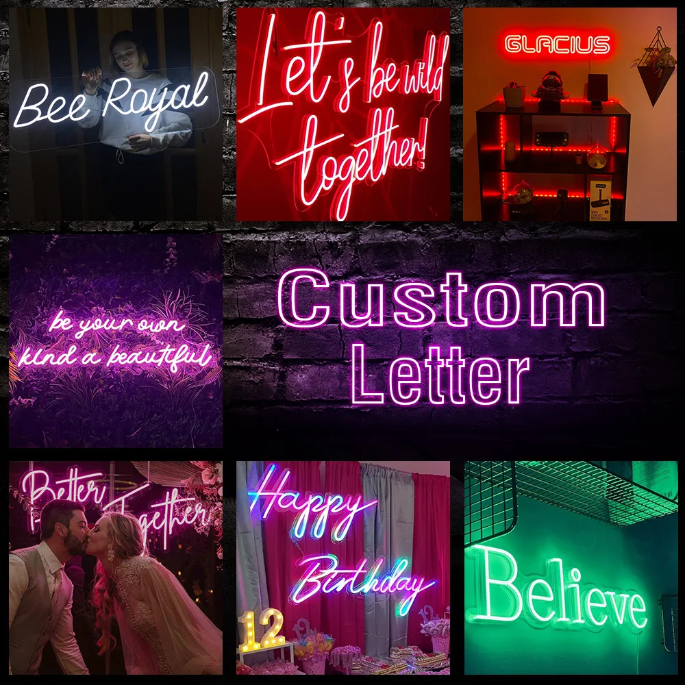 Customizable Neon Name Sign LED Light for Wedding Party Bar Bedroom Wall Decor with Dimmer Personalized Advertisement Artwork