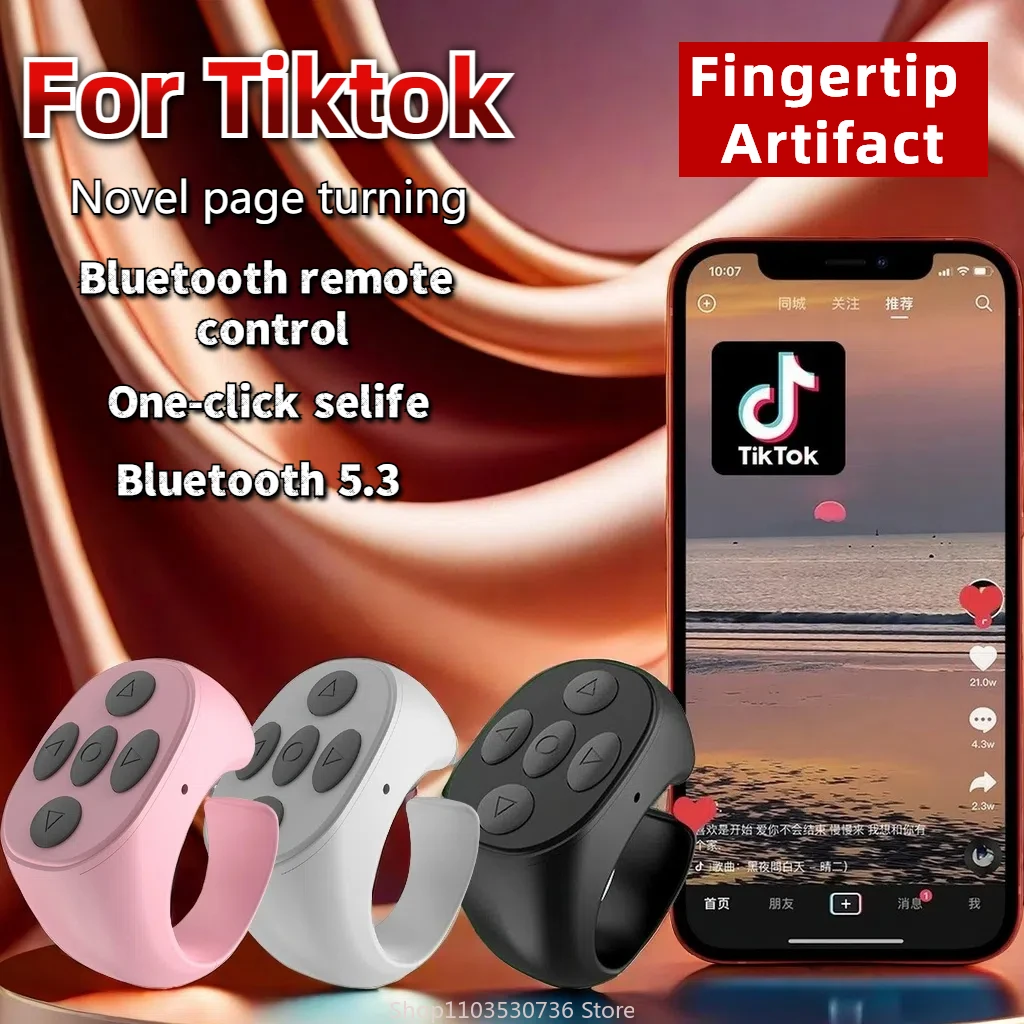 

2024 New Wireless Bluetooth Mobile Selfie Lazy Artifac Photo Turn Page Controller Tiktok Remote Control Ring Controller