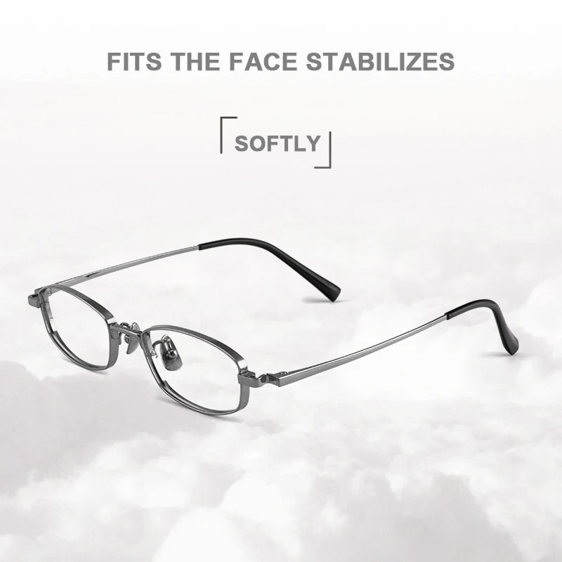 Titanium Eyeglasses Men Temperament Small Frame Business Casual Women Rectangular Fashion Spring Temple Small Face Spectacles
