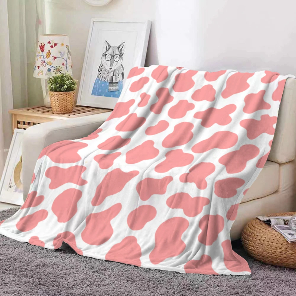 Pink Cow Spot Pattern Print Throw Blanket soft bedroom indoor lounge Blanket rest nook garden bench outdoor balcony gifts