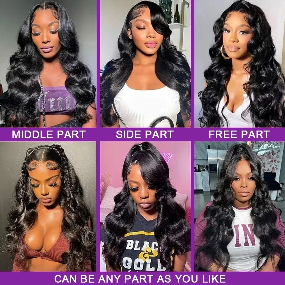 28 30 32 34 Inch 13x4 Body Wave Lace Front Human Hair Wigs Brazilian Water Wave 13x6 HD Transparent Lace Frontal Wig For Women