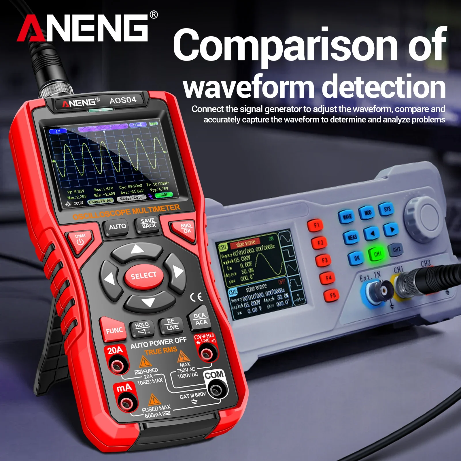 ANENG AOS04 2‑in‑1 Oscilloscope Multimeter True RMS Digital Scope Multi‑Tester Waveform Save Manual Mode For Electronic Repair