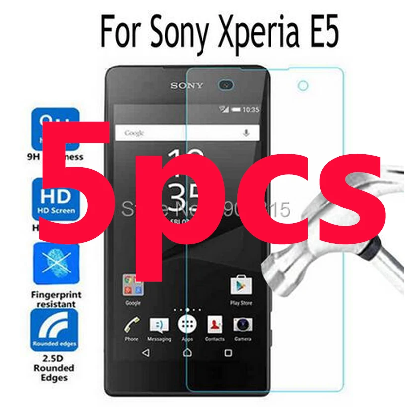 

5PCS For Sony Xperia E 5 Tempered Glass Screen Protector Cover On The XperiaE5 F3311 F3313 LTE Protective Film Case Guard Cover