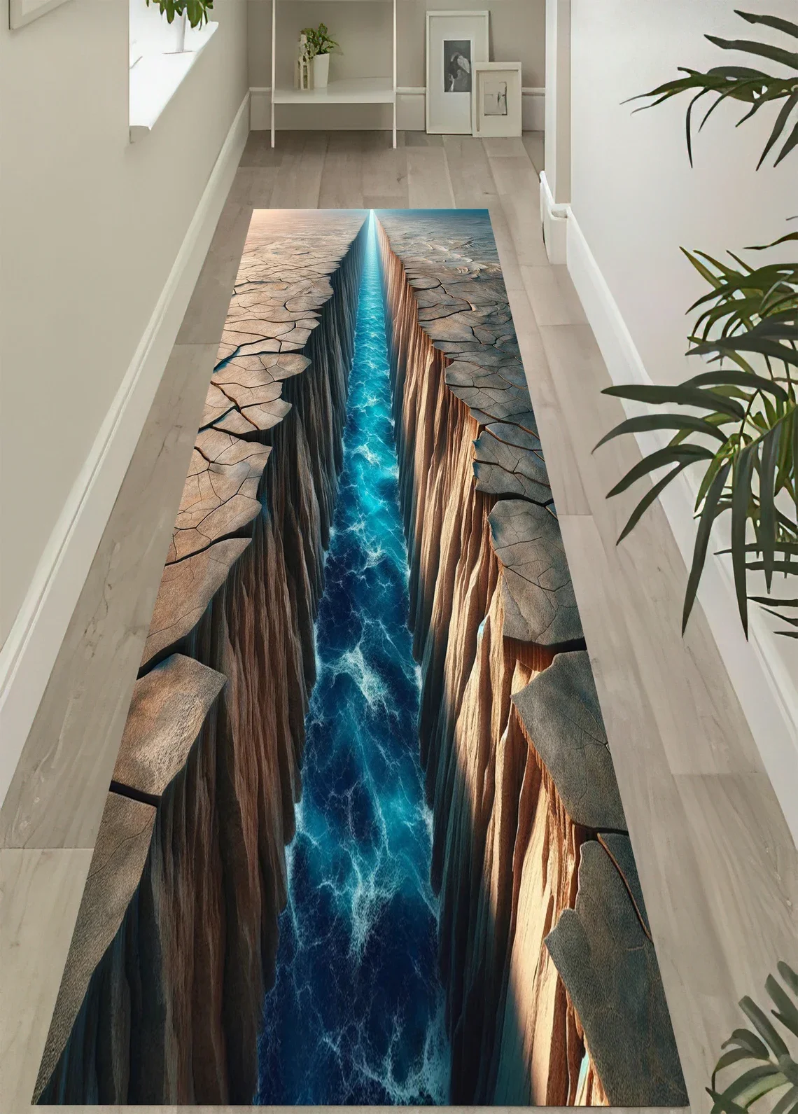 Runner Crack Clean Water Rug Modern Carpet Cool Floor Mat Decorative Long Rugs for Hallway Bedroom Entryway Living Room Gift