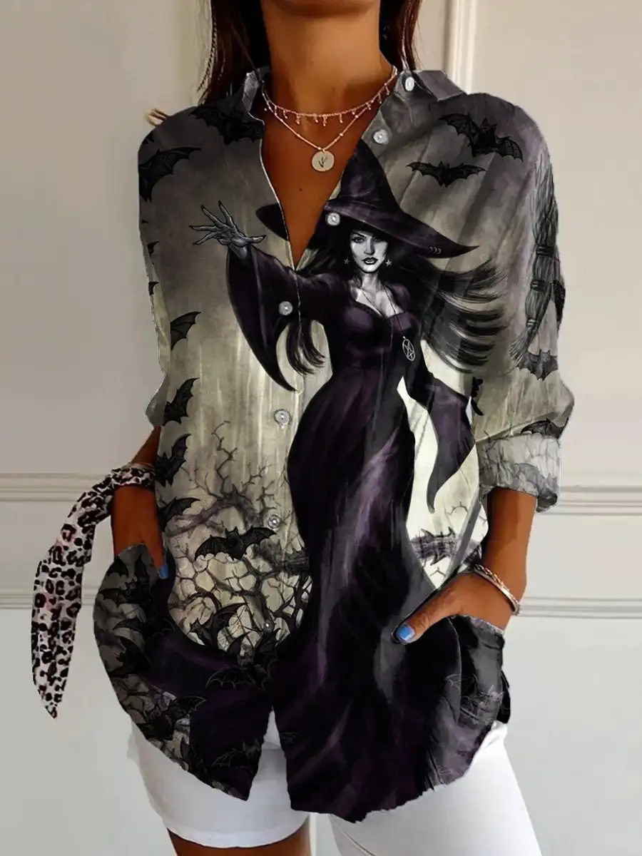 

Женская рубашка с короткими рукавами и 3D темным принтом ведьмы на Хэллоуин, модная свободная рубашка унисекс из дышащей полиэфирной ткани для вечеринок