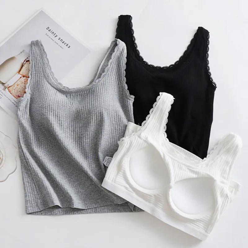 Beautiful Back Lingerie Women's Bra Pad Vest Summer Cotton Lace Suspender Shirt New Sleeveless One Piece Sleepwear Pajamas