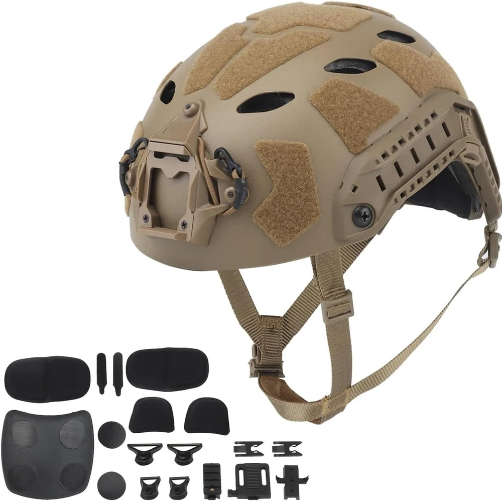 Casco táctico NVG AN-PVS31 con máscara, LED y camuflaje ligero - imagen 5